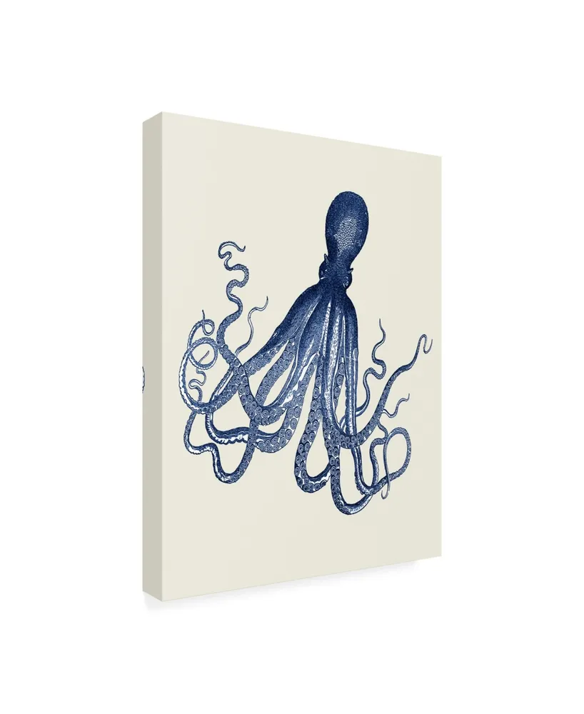 Fab Funky Blue Octopus on Cream E Canvas Art - 19.5" x 26"