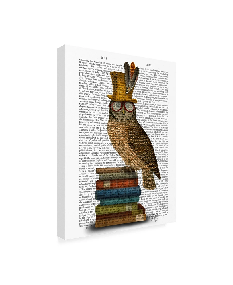 Fab Funky Owl on Books Canvas Art