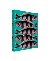 Fab Funky Blue Striped Fish Canvas Art - 36.5" x 48"