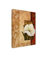 Pablo Esteban White Floral Beige Canvas Art