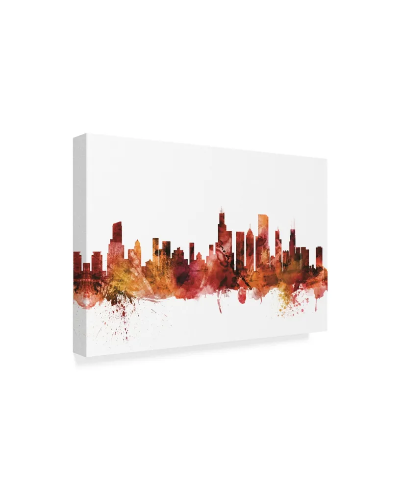 Michael Tompsett Chicago Illinois Skyline Red Canvas Art