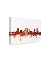 Michael Tompsett Fort Worth Texas Skyline Red Canvas Art - 20" x 25"