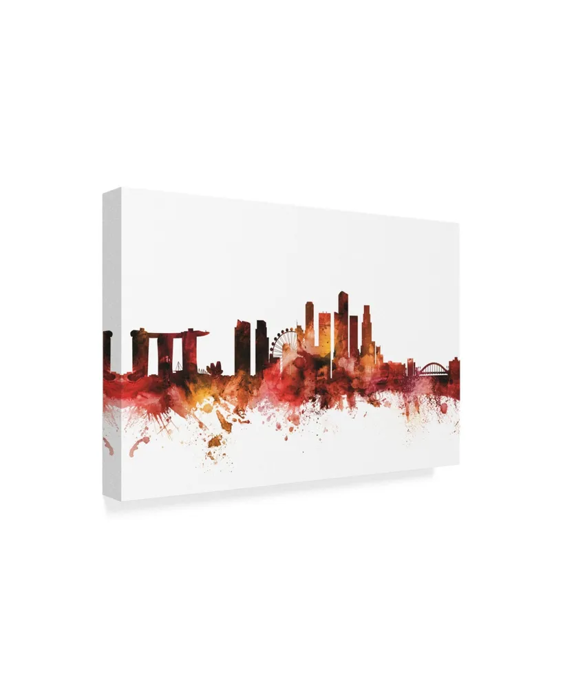 Michael Tompsett Singapore Skyline Red Canvas Art