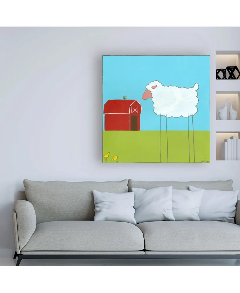 June Erica Vess Stick leg Sheep Ii Childrens Art Canvas Art