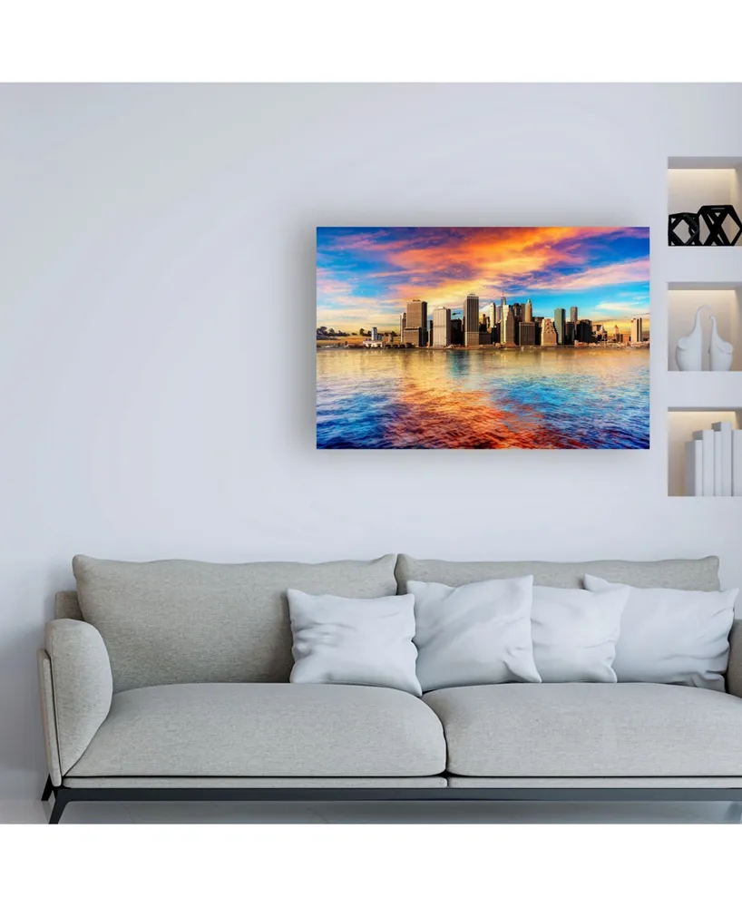 David Ayash Lower Manhattan Sunset Canvas Art - 15.5" x 21"