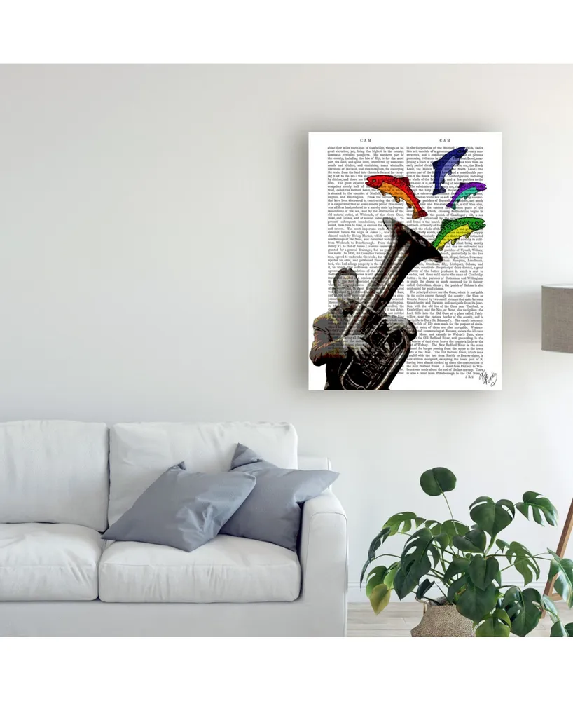 Fab Funky Tuba and Fish Canvas Art