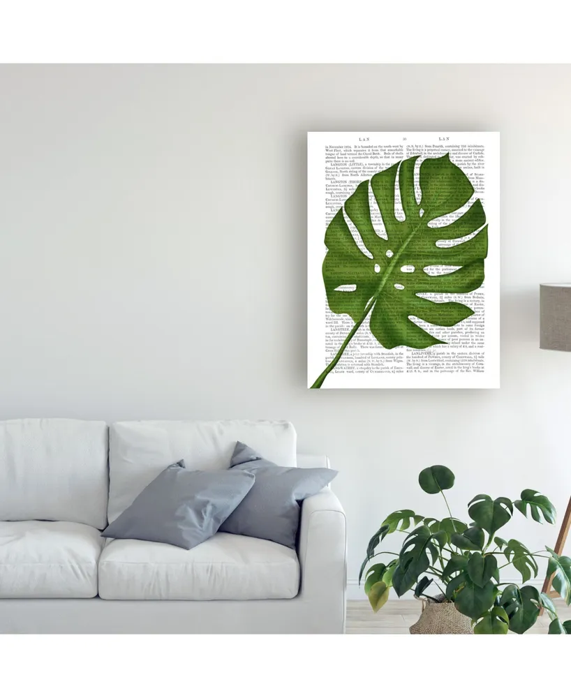 Fab Funky Monstera Leaf 1, Green on White Canvas Art