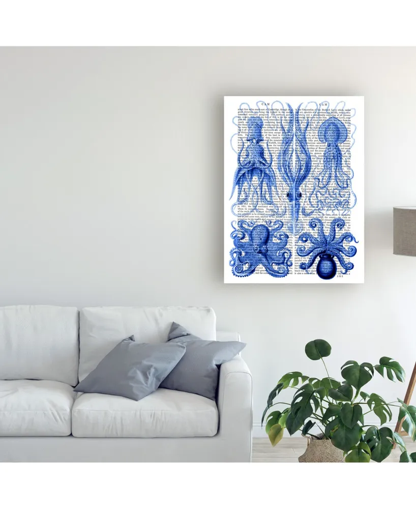 Fab Funky Octopus and Squid, Blue Canvas Art