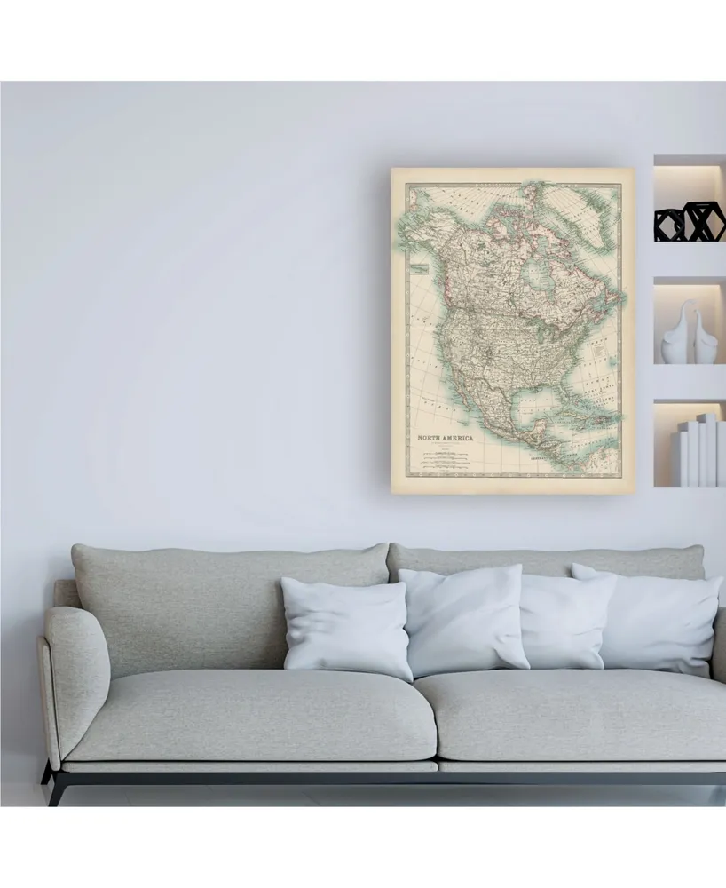 Johnston Johnstons Map of North America Canvas Art - 19.5" x 26"