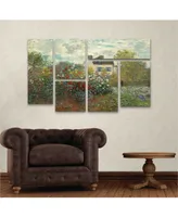 Claude Monet The Artist's Garden at Argenteuil Multi Panel Art Set 6 Piece - 49" x 19"