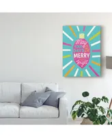 Michael Mullan Festive Holiday Light Bulb Merry and Bright V2 Canvas Art