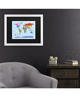 Michael Tompsett Childrens World Map Matted Framed Art - 20" x 25"