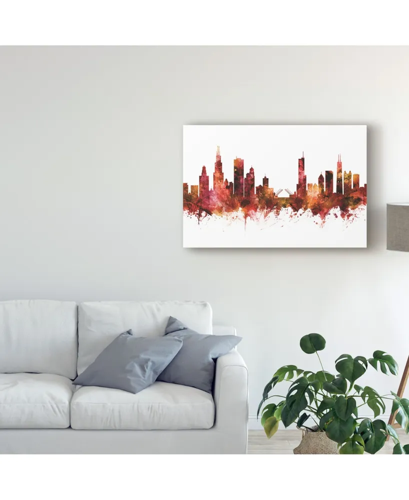 Michael Tompsett Chicago Illinois Skyline Red Iii Canvas Art - 20" x 25"