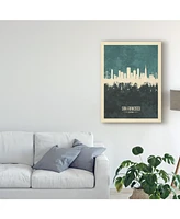 Michael Tompsett San Francisco California Skyline Teal Canvas Art - 20" x 25"