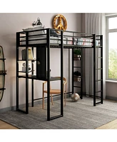 EveryRoom Alix Twin Metal Loft Bed with Desk