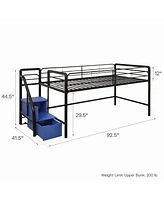 EveryRoom Kaden Junior Twin Loft Bed with Storage Steps