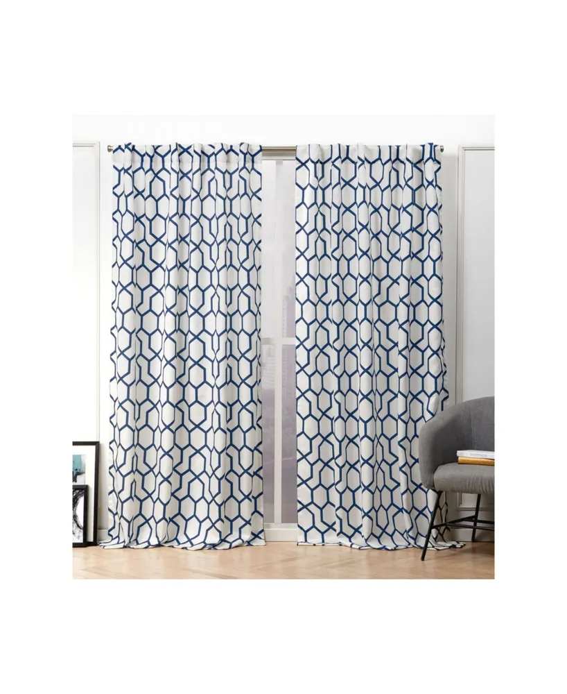 Nicole Miller Hexa Geometric Print Hidden Tab Top Curtain Panel Pair