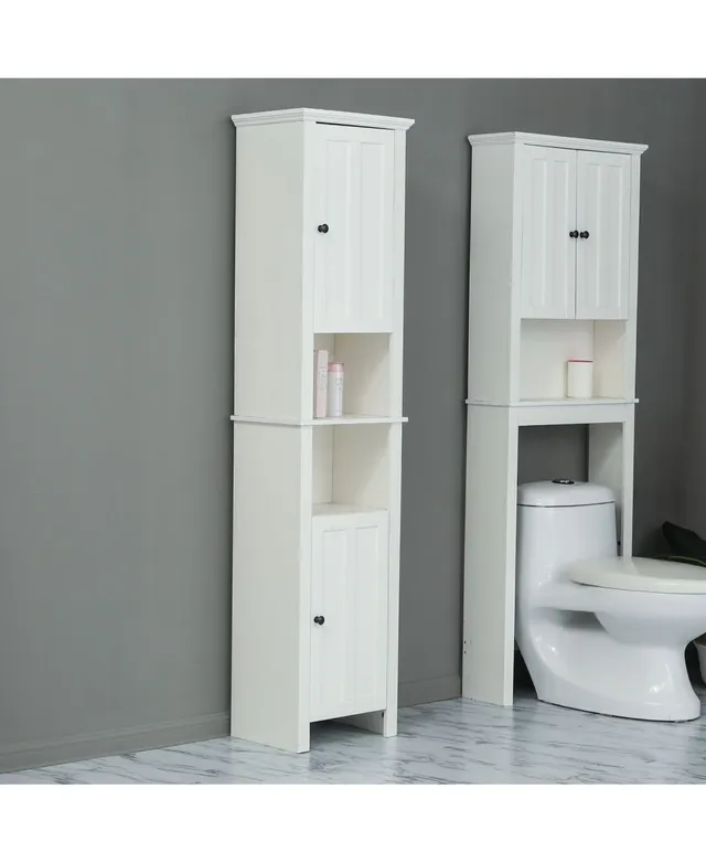 Luxen Home White Wood Tall Bathroom Cabinet