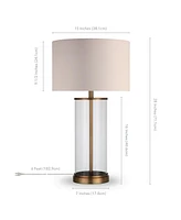 Hudson & Canal Rowan Table Lamp In Glass And Antique Brass