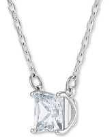 Swarovski Cubic Zirconia Square Solitaire Pendant Necklace, 14" + 7/8" extender