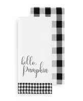 Elrene Hello Pumpkin and Check Kitchen Towel Set