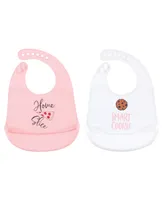 Hudson Baby Infant Girl Silicone Bibs 2pk, Fruits, One Size