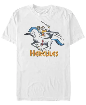 Disney Men's Hercules, Pegasus and Hercules Action Logo Short Sleeve T-Shirt