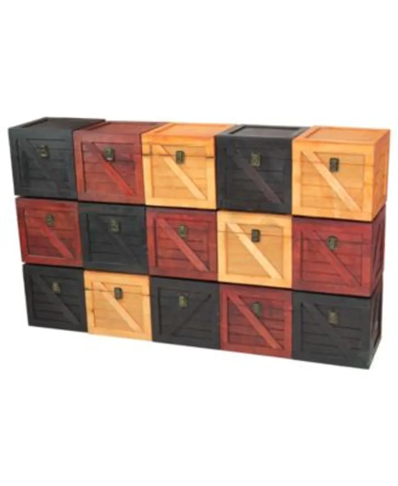 Vintiquewise Wooden Stackable Treasure Chest Cargo Crate Style Collection