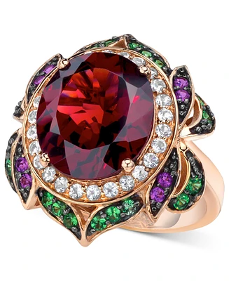 Le Vian Crazy Collection Garnet (7-5/8 ct. t.w.) and Multi-Stone Round Flower Ring 14k Rose Gold (Also Available London Blue Topaz)