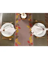 Design Imports Shimmering Leaves Embroidered Table Runner