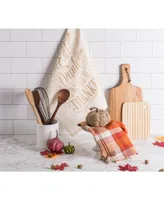 Design Imports Assorted Check Fall Be Thankful Printed Dishtowel Set