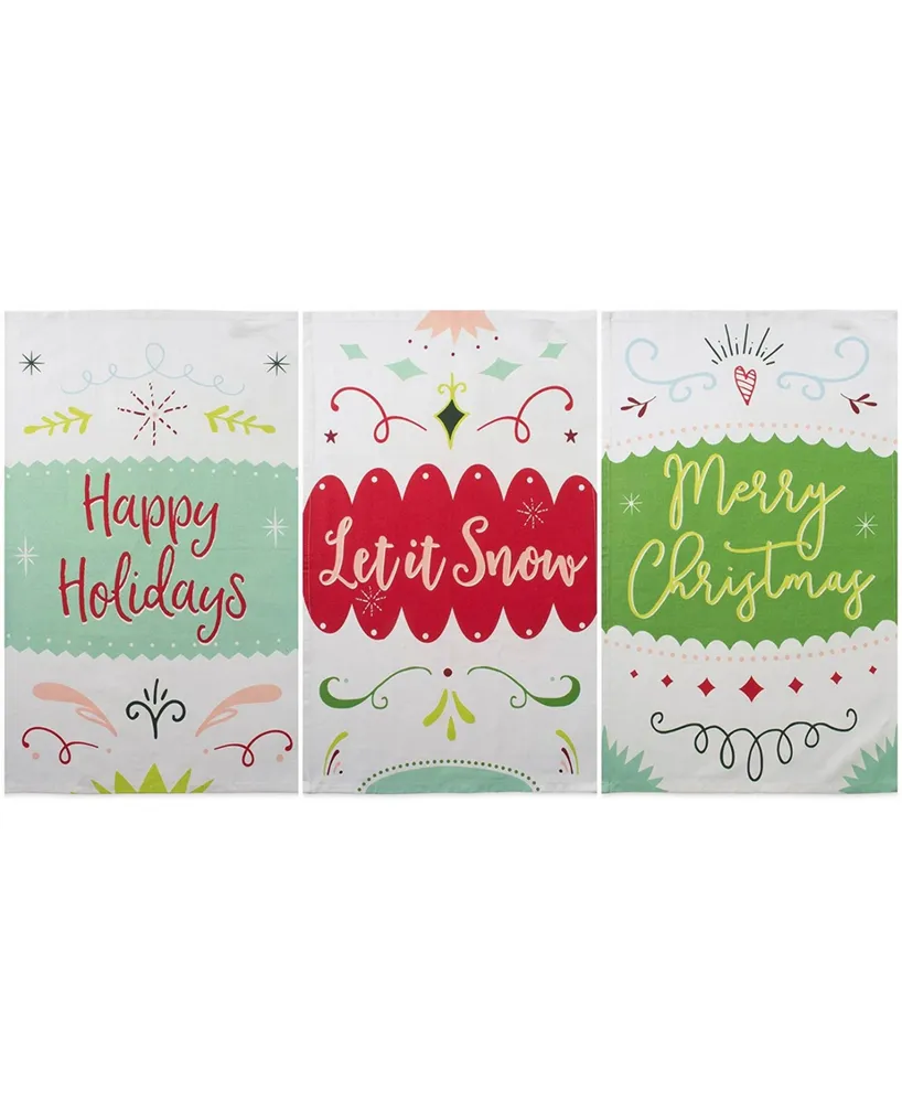 Design Imports Assorted Winter Wishes Holiday Printed Dishtowel Set