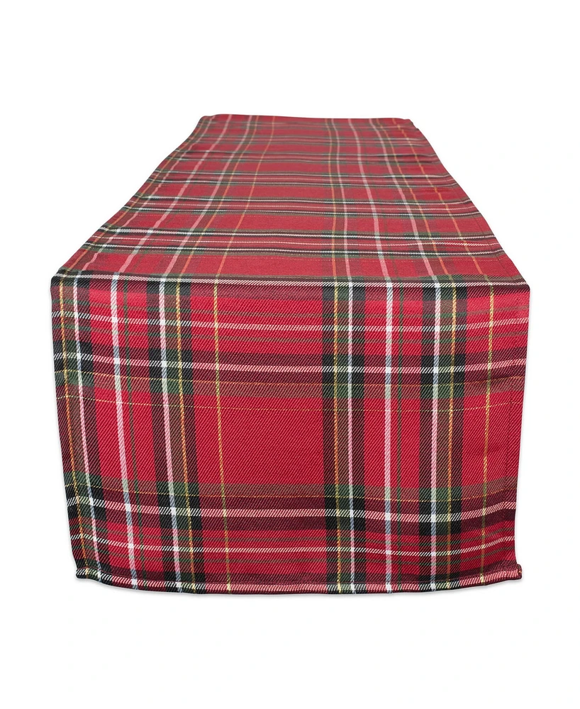 Design Imports Holiday Metallic Plaid Table Runner