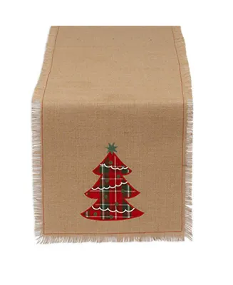 Design Imports Embroidered Tree Burlap Table Runner
