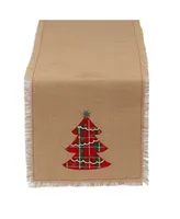 Design Imports Embroidered Tree Burlap Table Runner