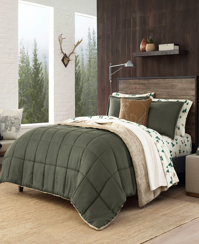 Eddie Bauer Sherwood Reversible Micro-suede Sherpa Comforter Set, Twin