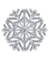 Holiday Lane Silver-Tone Crystal Snowflake Pin, Created for Macy's