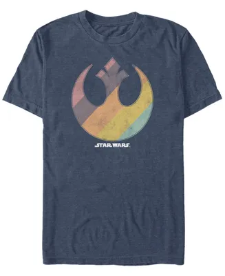 Star Wars Men's Classic Rainbow Striped Rebel Logo Short Sleeve T-Shirt