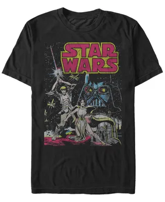 Star Wars Men's Classic Comic Luke Leia And Darth Vader Short Sleeve T-Shirt