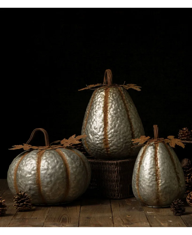 Glitzhome Galvanized Metal Pumpkin Decor