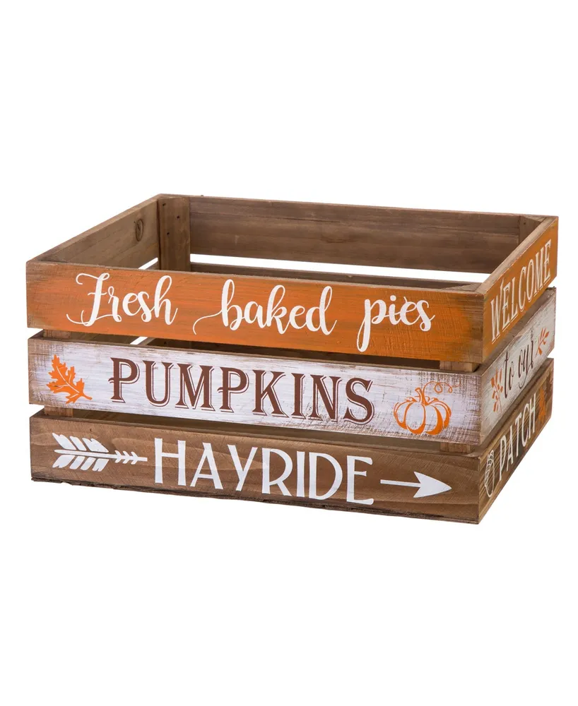 Glitzhome S/2 Wooden Pumpkin Crate