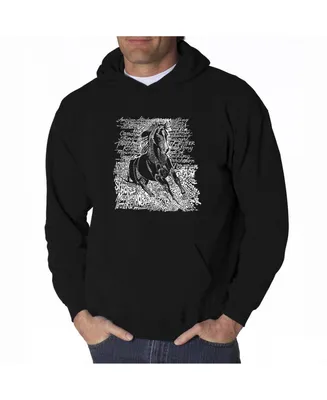 La Pop Art Men's Word Hooded Sweatshirt - Horse Breeds
