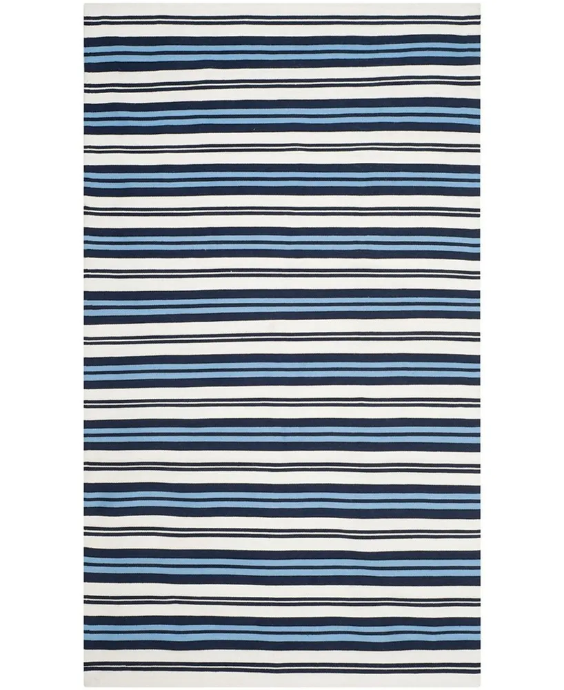 Lauren Ralph Lauren Leopold Stripe LRL2462B White and French Blue 5' X 8' Outdoor Area Rug