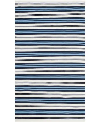 Lauren Ralph Lauren Leopold Stripe LRL2462B White and French Blue 5' X 8' Outdoor Area Rug