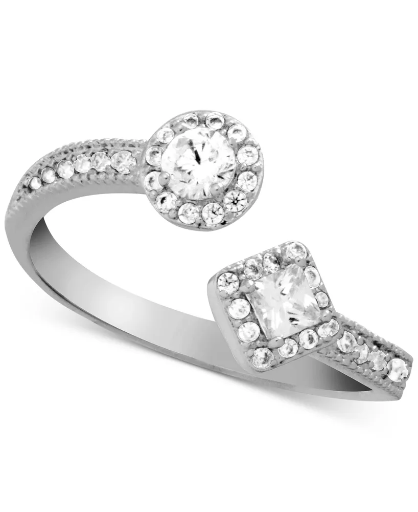 Essentials Crystal Open Ring Silver-Plate