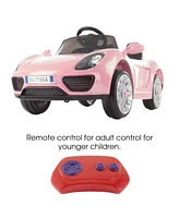 Ride On Sports Car Motorized Electric Rechargeable Battery Powered Toy with Remote Control, MP3 and Usb, Lights and Sound by Lil Rider Pink