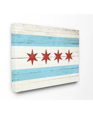 Stupell Industries Chicago Flag Distressed Wood Look Canvas Wall Art, 16" x 20"