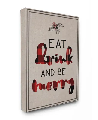 Stupell Industries Eat Drink and Be Merry Typography Canvas Wall Art