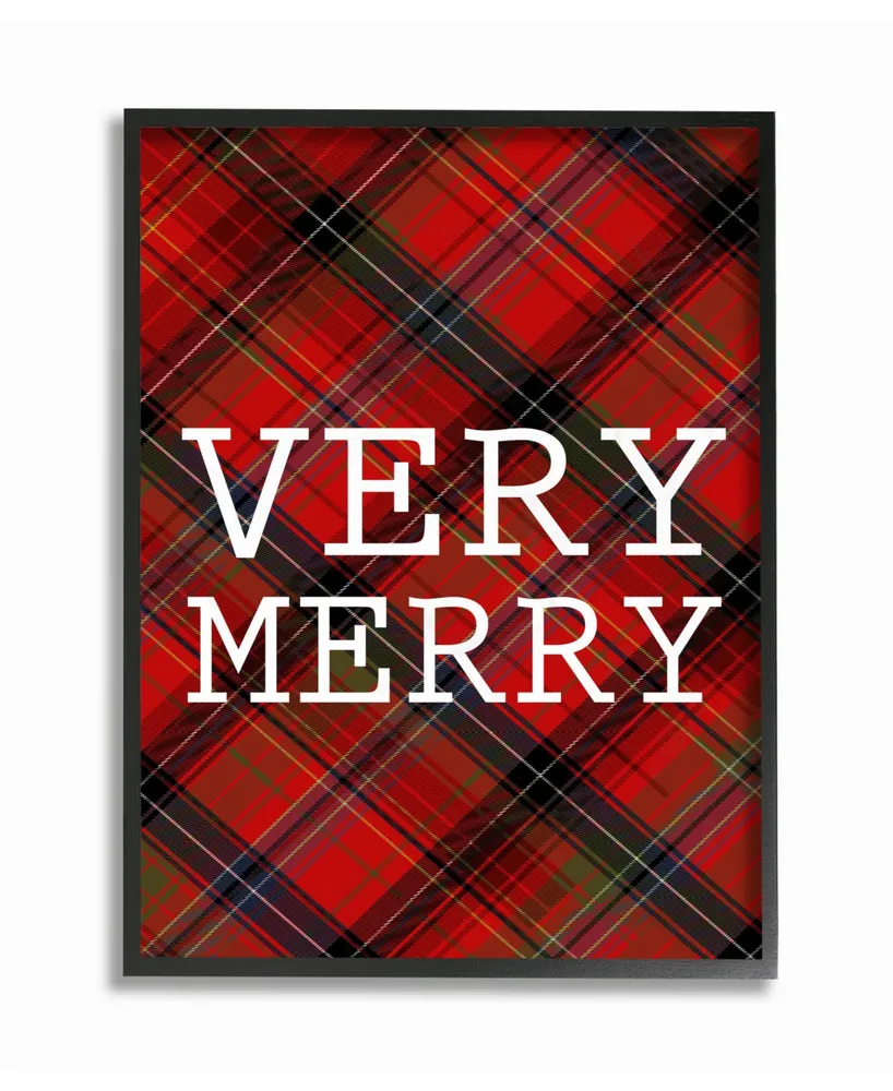 Stupell Industries Very Merry Christmas Tartan Framed Giclee Art