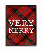 Stupell Industries Very Merry Christmas Tartan Framed Giclee Art